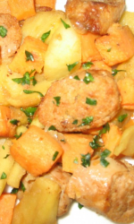 Turkey Sausage with Sauteed Sweet Potatoes and Apples