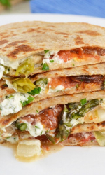 Herbed Goat Cheese, Roasted Tomato, and Asparagus Quesadilla