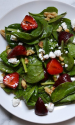 Balsamic Glazed Strawberry and Goat Cheese Spinach Salad
