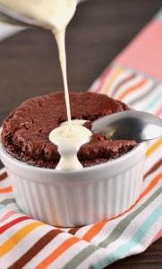 Red Velvet Chocolate Souffle with Cream Cheese Icing Sauce