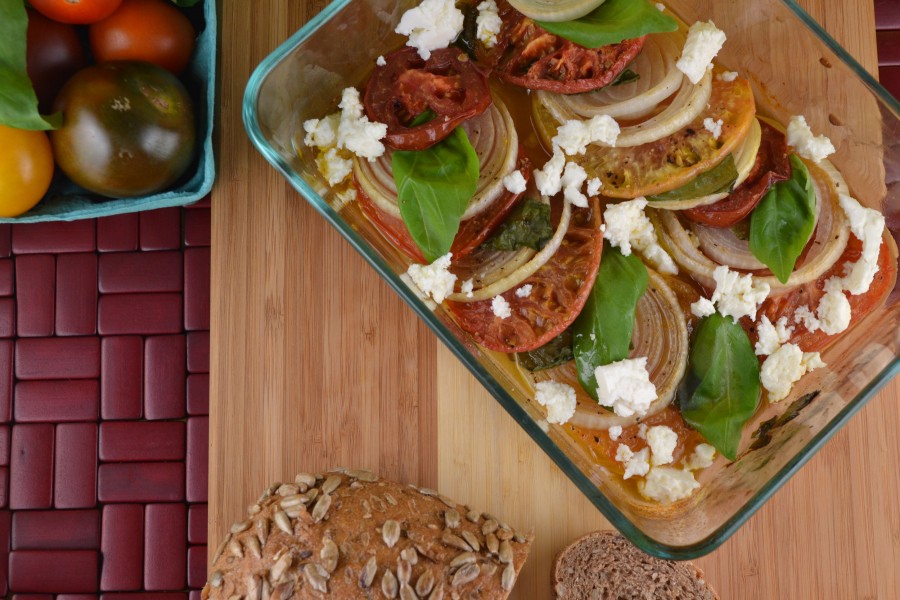 Baked Heirloom Tomatoes and Onions