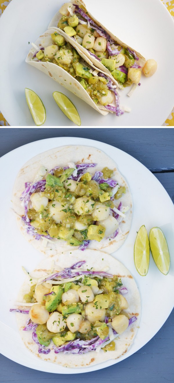 Scallop Tacos with Avocado Salsa Verde and Cumin Scented Slaw ...