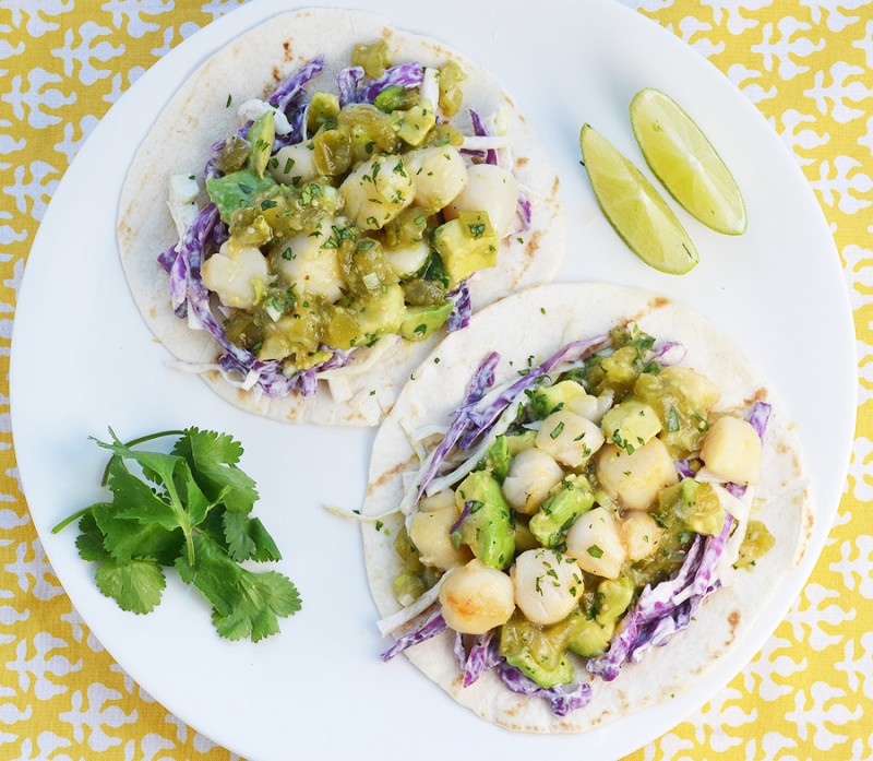Scallop Tacos with Salsa Verde