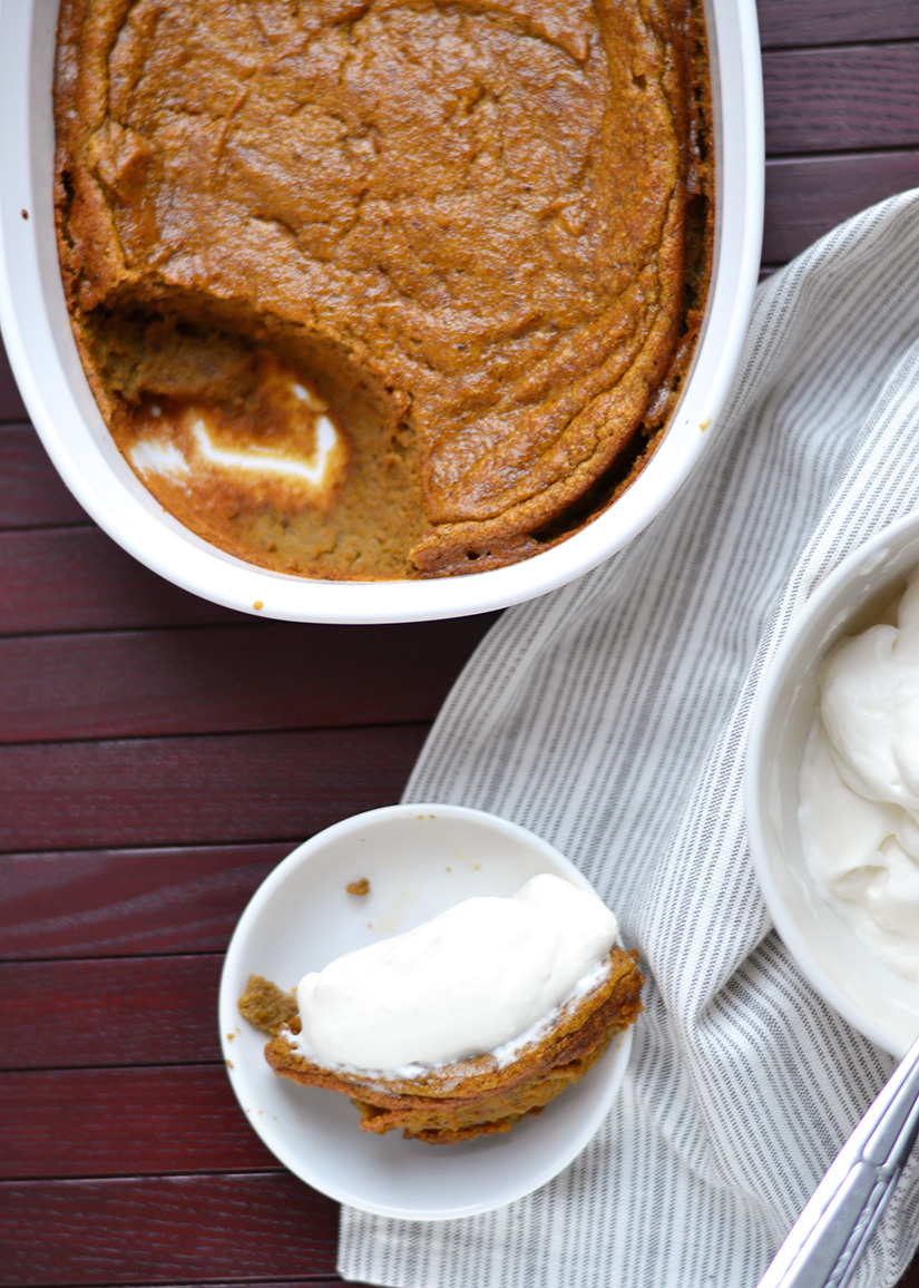 Baked Pumpkin Spice Pudding with Whipped Cream | ImPECKable Eats