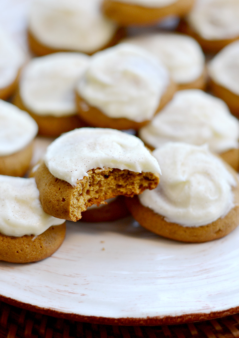 Soft Gingerbread Drop Cookies with Cream Cheese Icing