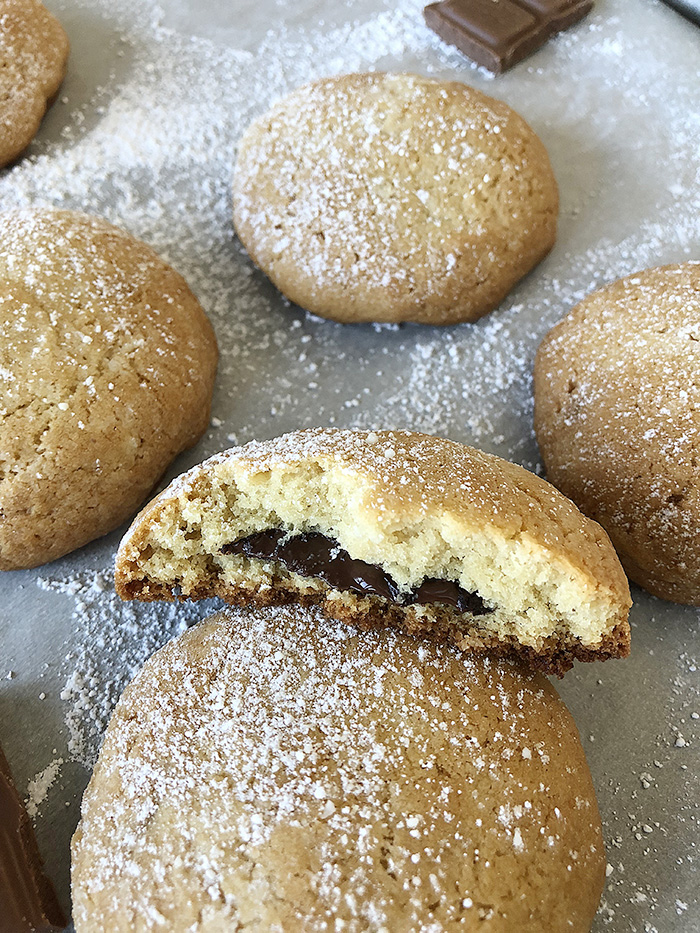 Chocolate Stuffed Almond Cookies